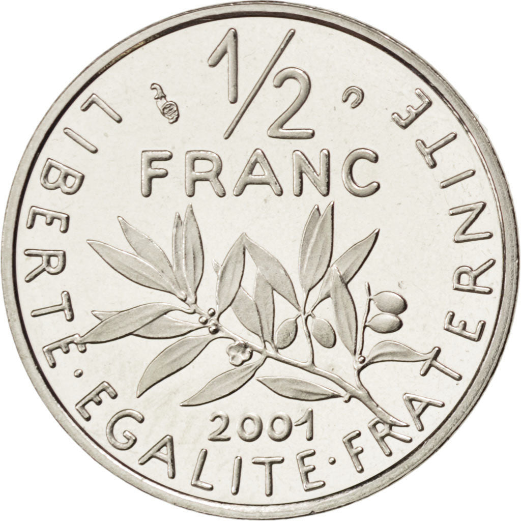 FRANCE, Semeuse, 1/2 Franc, 2001, KM #931.2, MS(65-70), Nickel, 19.5, Gadoury...