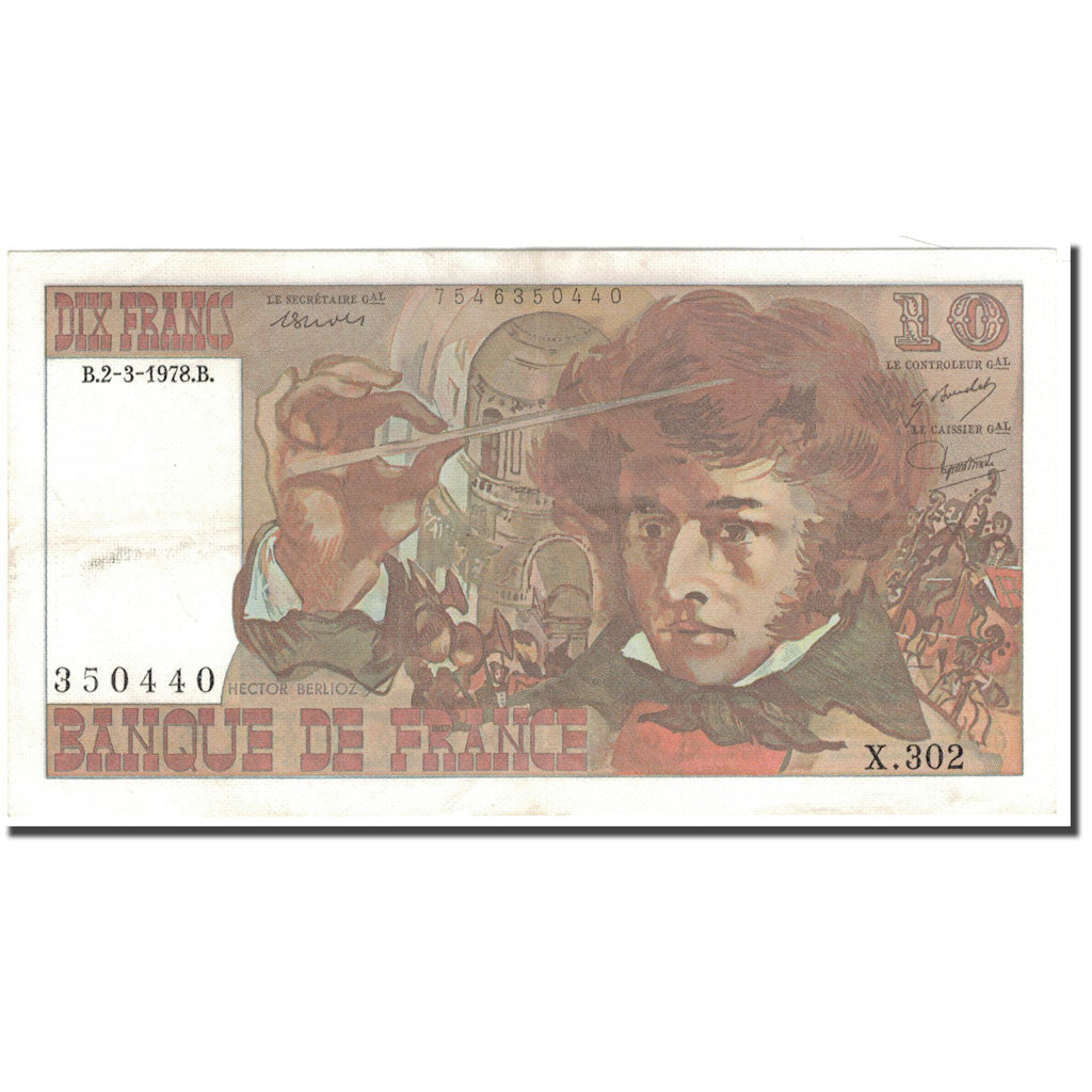 France, 10 Francs, Berlioz, 1978-03-02, AU(50-53), Fayette:63.21, KM:150c