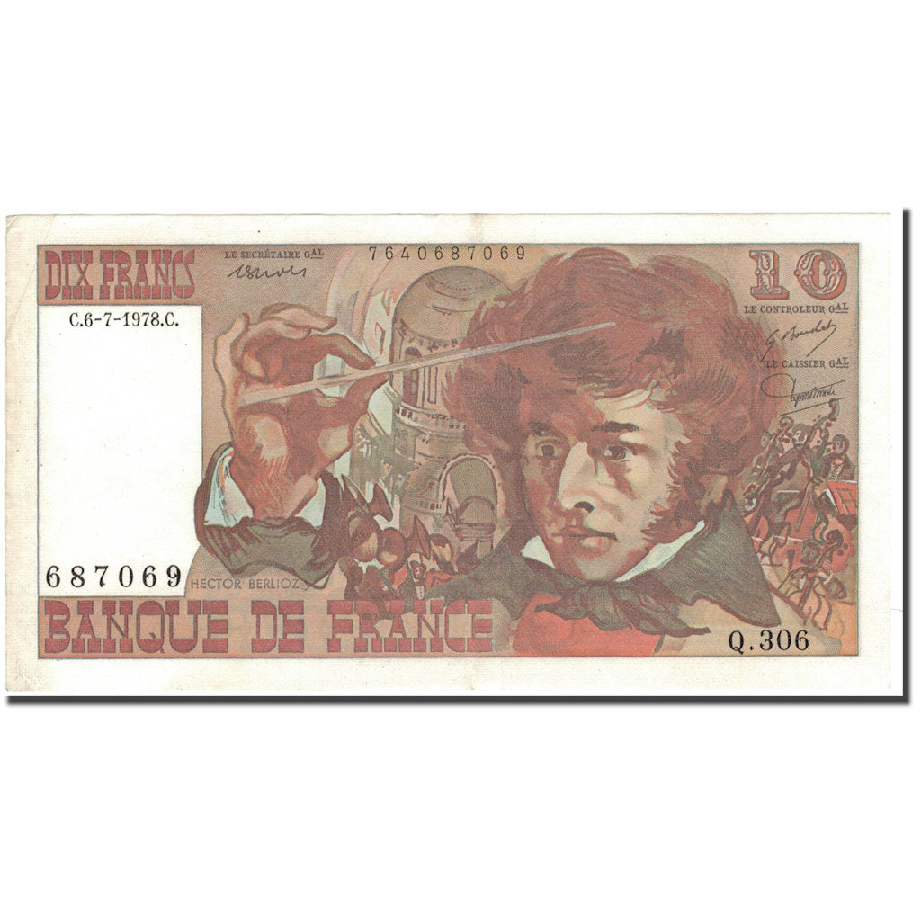 Francia, 10 Francs, Berlioz, 1978-07-06, MBC, Fayette:63.25, KM:150c
