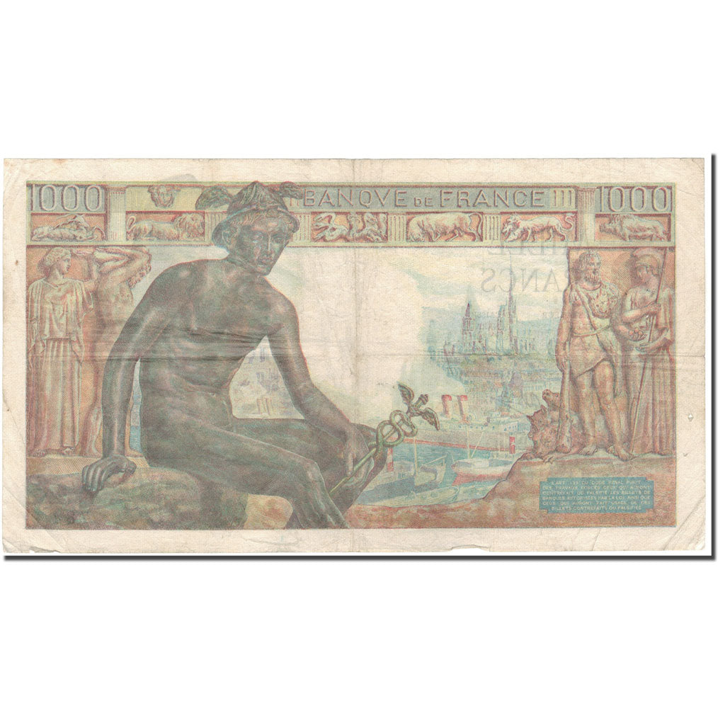 France, 1000 Francs, Déesse Déméter, 1943-01-07, VF(20-25), Fayette:40.15