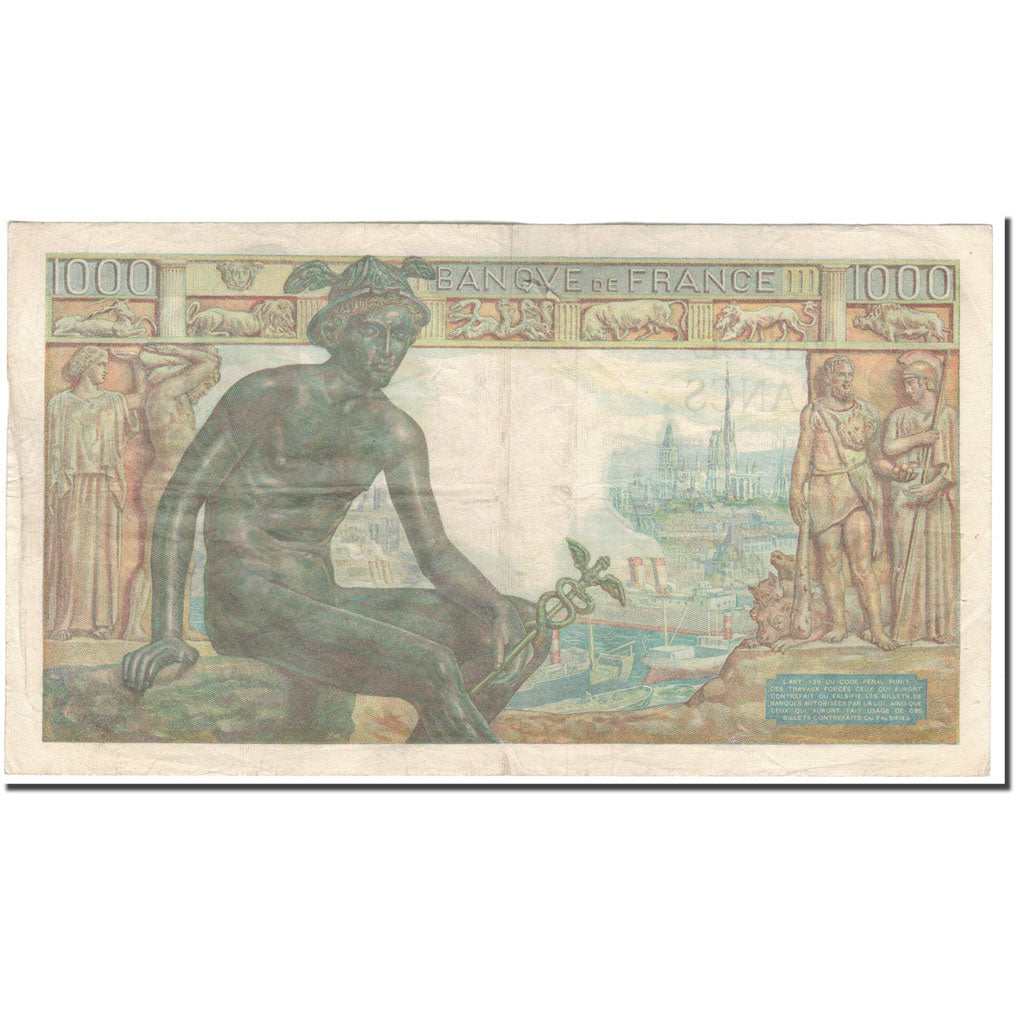 France, 1000 Francs, Déesse Déméter, 1943-01-07, VF(20-25), Fayette:40.1