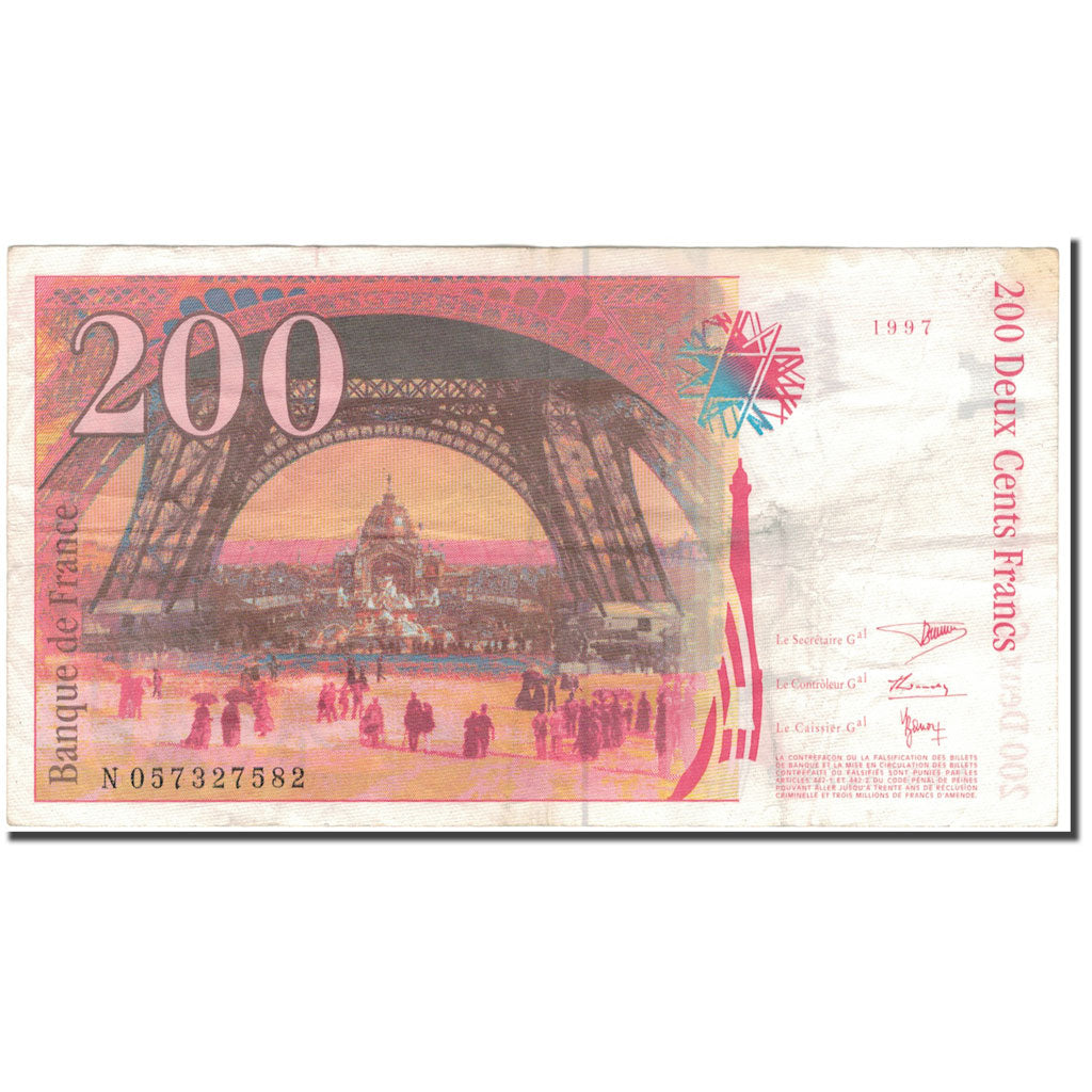 France, 200 Francs, Eiffel, 1997, VF(30-35), Fayette:75.4b, KM:159b