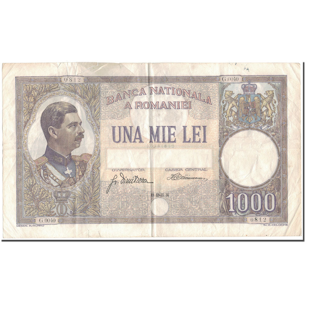 Banknote, Romania, 1000 Lei, 1934-03-15, KM:37a, VF(20-25)