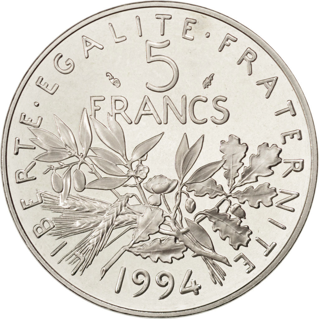 FRANCE, Semeuse, 5 Francs, 1994, Paris, KM #926a.2, MS(65-70), Nickel Clad...