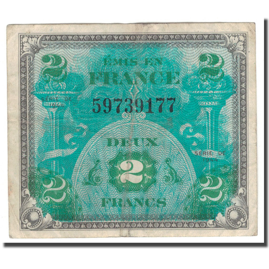 France, 2 Francs, Flag/France, 1944, VG(8-10), Fayette:16.01, KM:114a