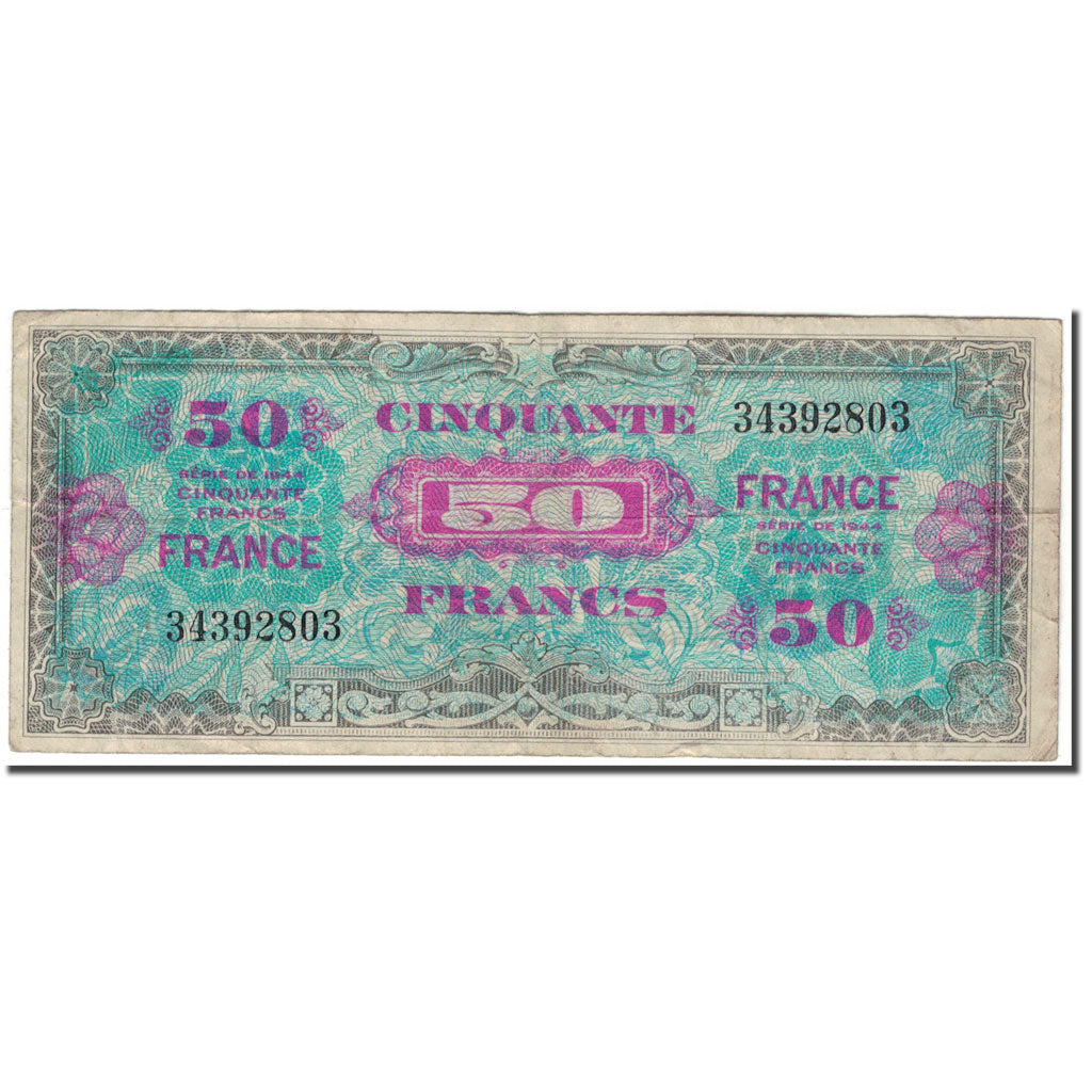 France, 50 Francs, 1945 Verso France, 1945, EF(40-45), Fayette:VF24.01, KM:117a