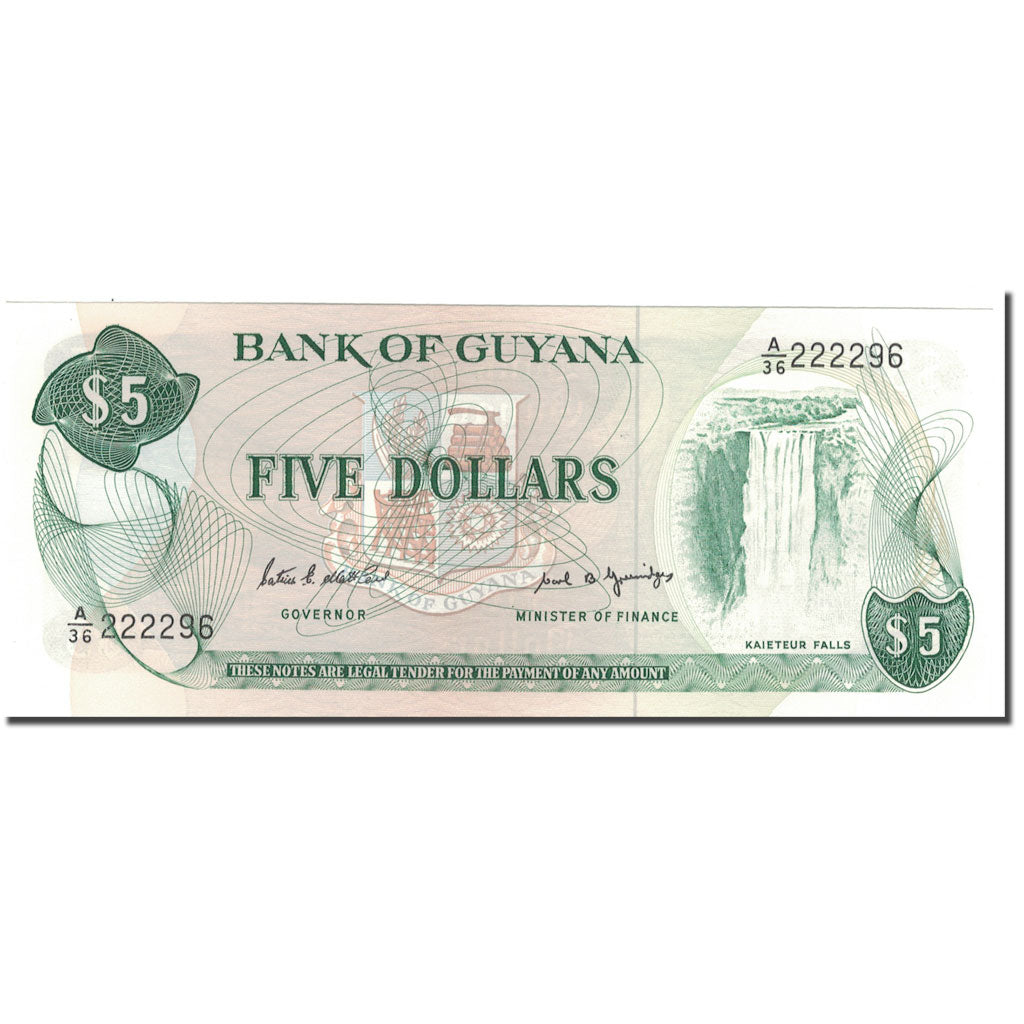 Banknote, Guyana, 5 Dollars, KM:22e, UNC(65-70)