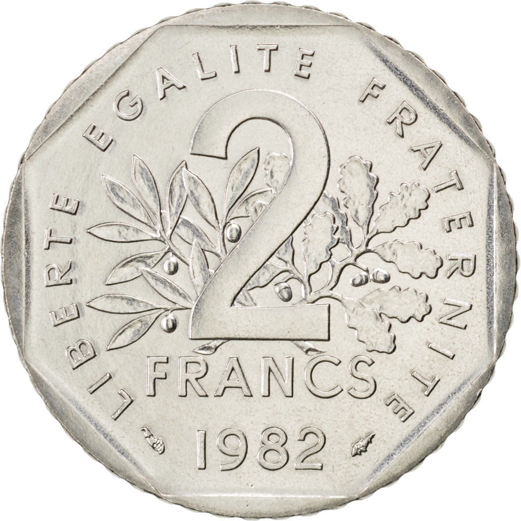 FRANCE, Semeuse, 2 Francs, 1982, KM #942.1, MS(65-70), Nickel, 26.5, Gadoury...