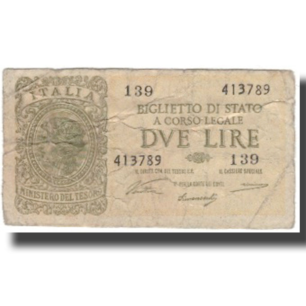 Geldschein, Italien, 2 Lire, KM:30a, S