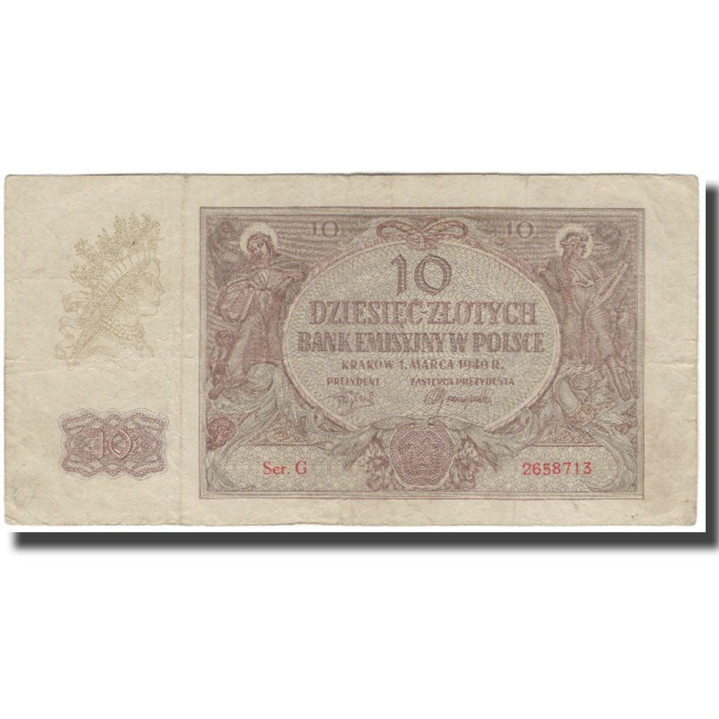 Banknote, Poland, 10 Zlotych, 1940-03-01, KM:94, VF(30-35)