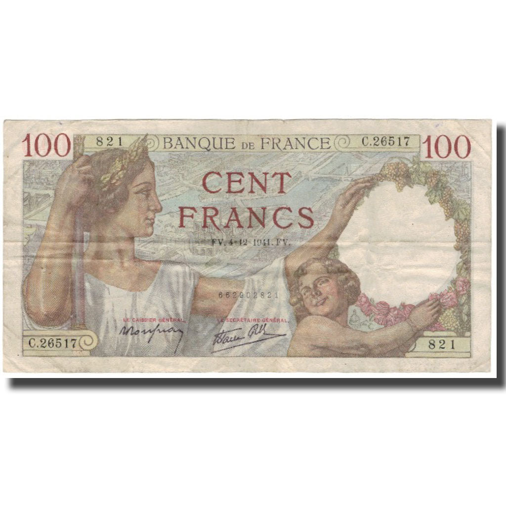 Francia, 100 Francs, Sully, 1941-12-04, BC, Fayette:26.62, KM:94