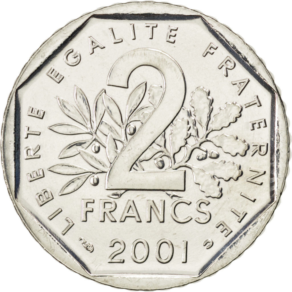 FRANCE, Semeuse, 2 Francs, 2001, KM #942.1, MS(65-70), Nickel, 26.5, Gadoury...