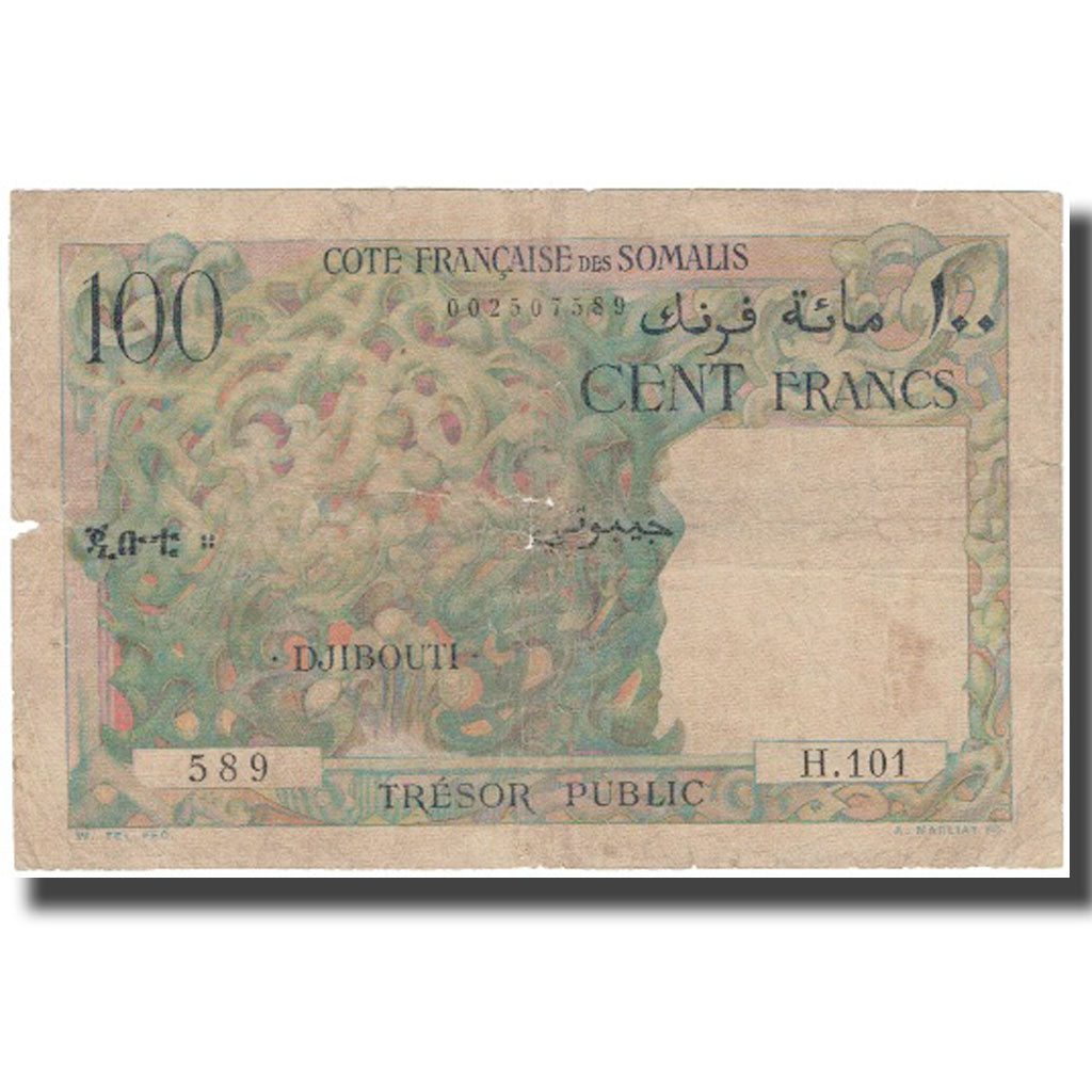 Banknote, French Somaliland, 100 Francs, KM:26a, F(12-15)