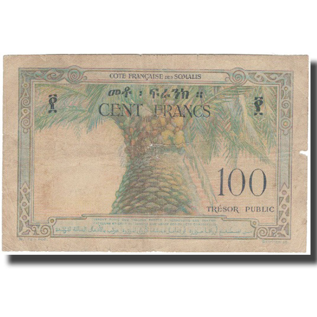 Banknote, French Somaliland, 100 Francs, KM:26a, F(12-15)
