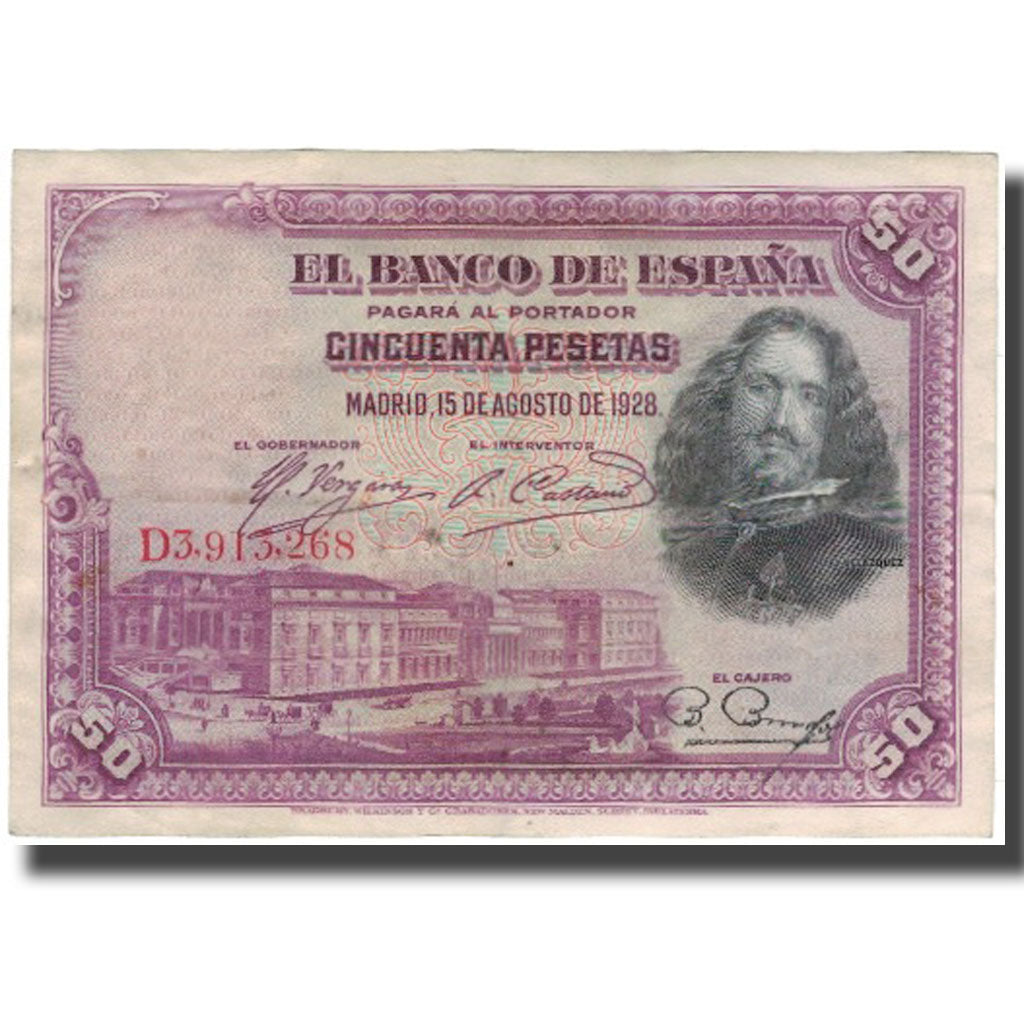 Banconote, Spagna, 50 Pesetas, 1928-08-15, KM:75b, MB