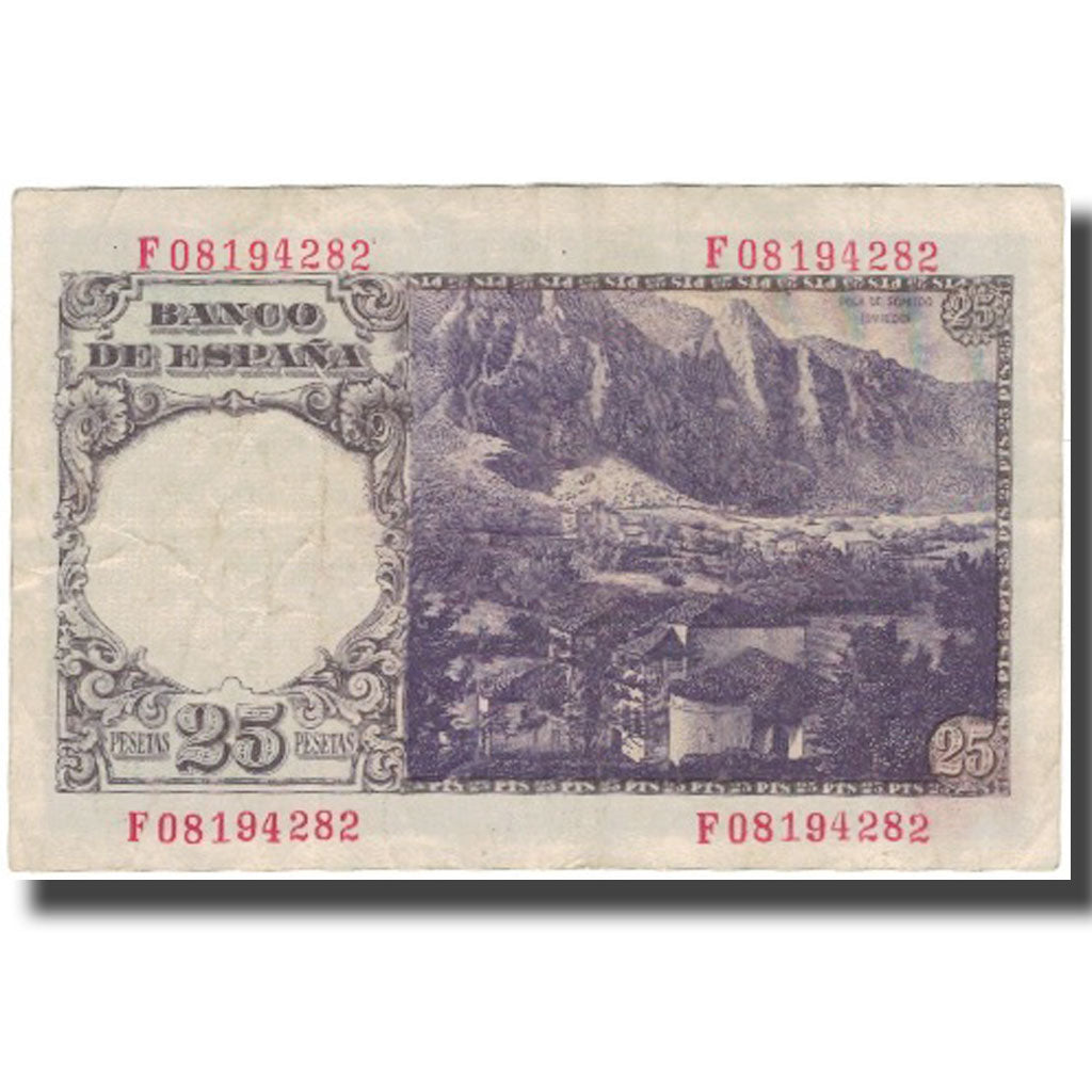 Banknote, Spain, 25 Pesetas, 1946-02-19, KM:130a, VF(20-25)