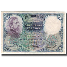 Banknote, Spain, 50 Pesetas, 1931-04-25, KM:82, EF(40-45)