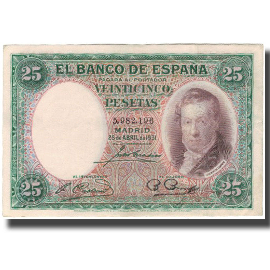 Banknote, Spain, 25 Pesetas, 1931-04-25, KM:81, EF(40-45)