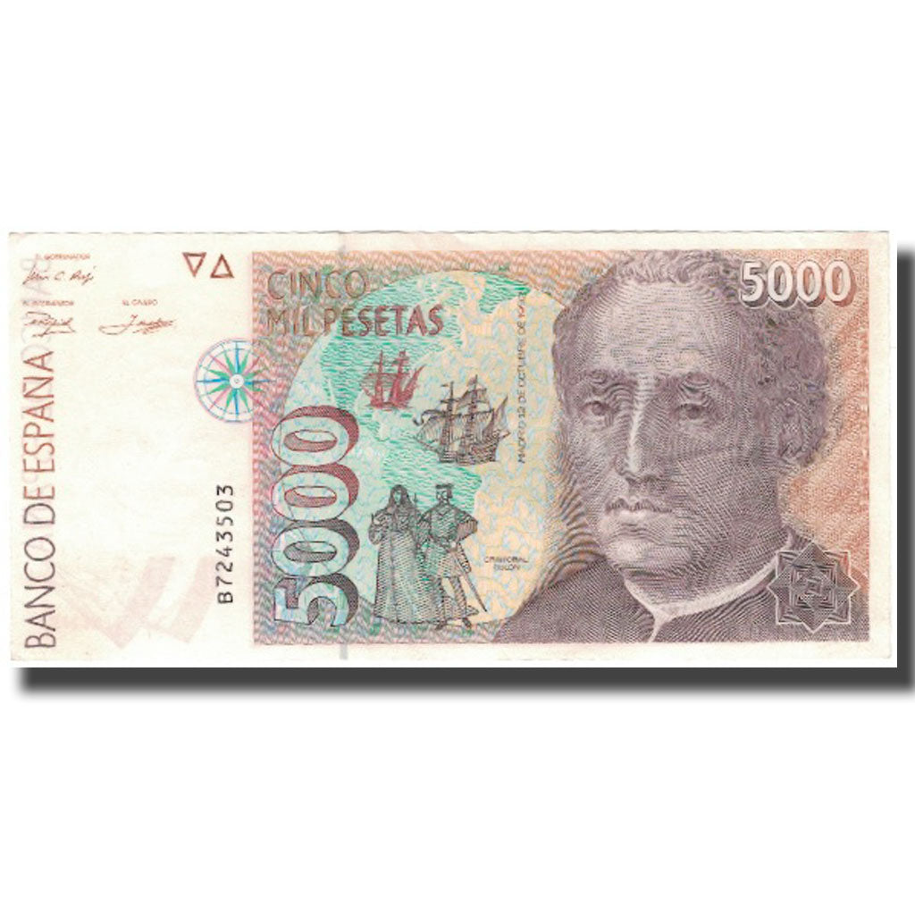 Banknote, Spain, 5000 Pesetas, 1992-10-12, KM:165, AU(55-58)
