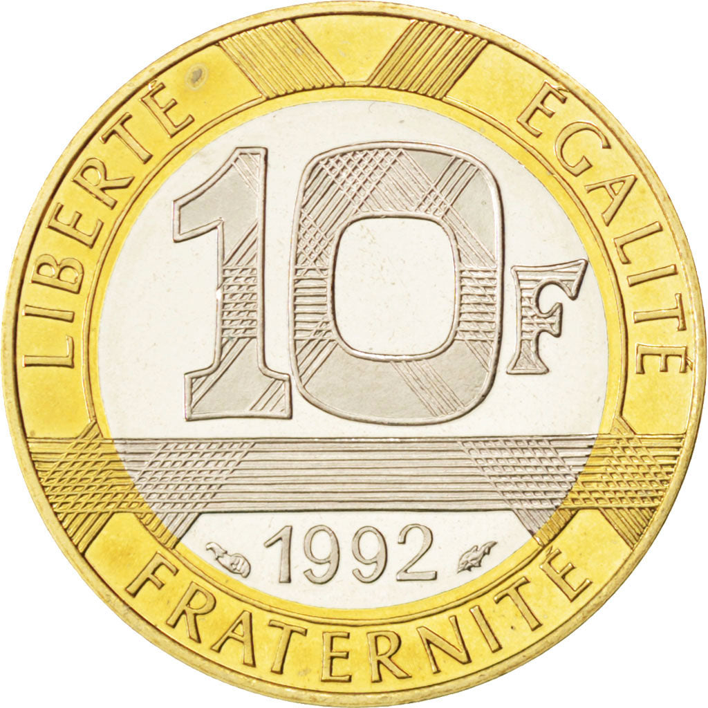 FRANCE, Génie, 10 Francs, 1992, KM #964.2, MS(65-70), Aluminum-Bronze, 23, G...