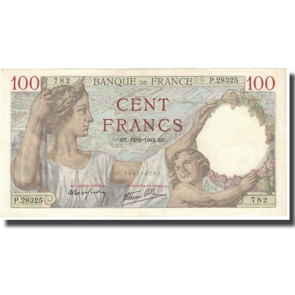 France, 100 Francs, Sully, 1942-02-12, AU(55-58), Fayette:26.66, KM:94