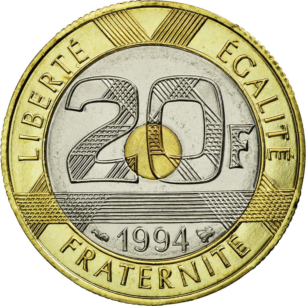 Monnaie, France, Mont Saint Michel, 20 Francs, 1994, FDC, Tri-Metallic