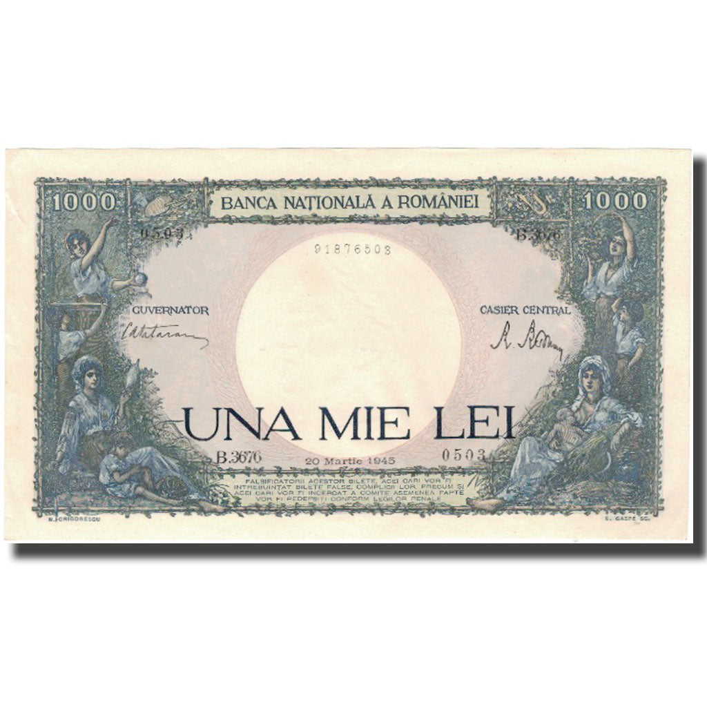 Banknote, Romania, 1000 Lei, 1945-03-20, KM:52a, UNC(60-62)