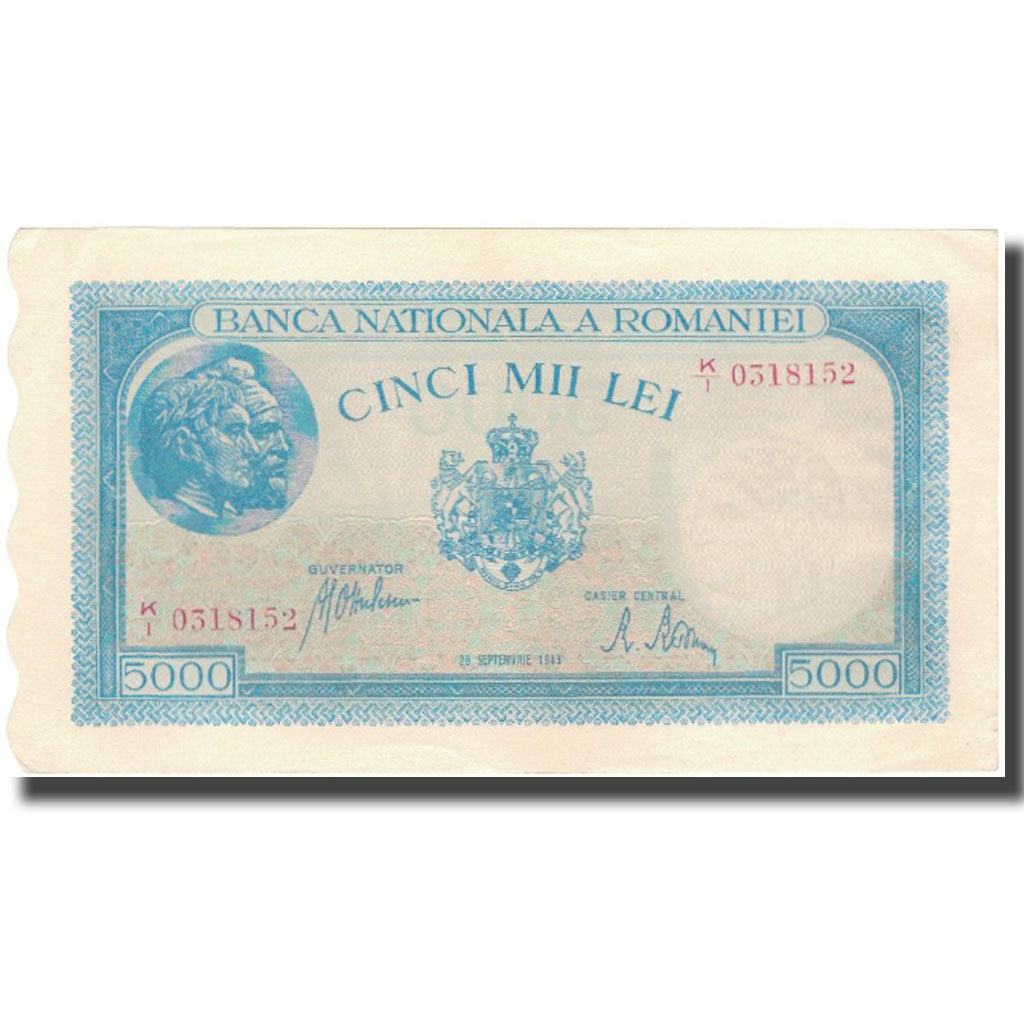 Geldschein, Rumänien, 5000 Lei, 1943-09-28, KM:55, VZ+