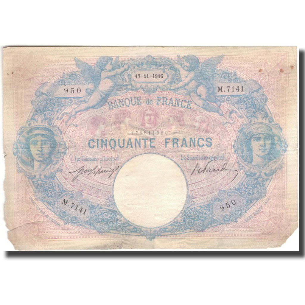 Frankrijk, 50 Francs, Bleu et Rose, 1916-11-17, B, Fayette:14.29, KM:64e