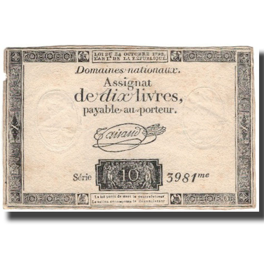 France, 10 Livres, 1792, Taisaud, 1792-10-24, TTB+, KM:A66a, Lafaurie:161a