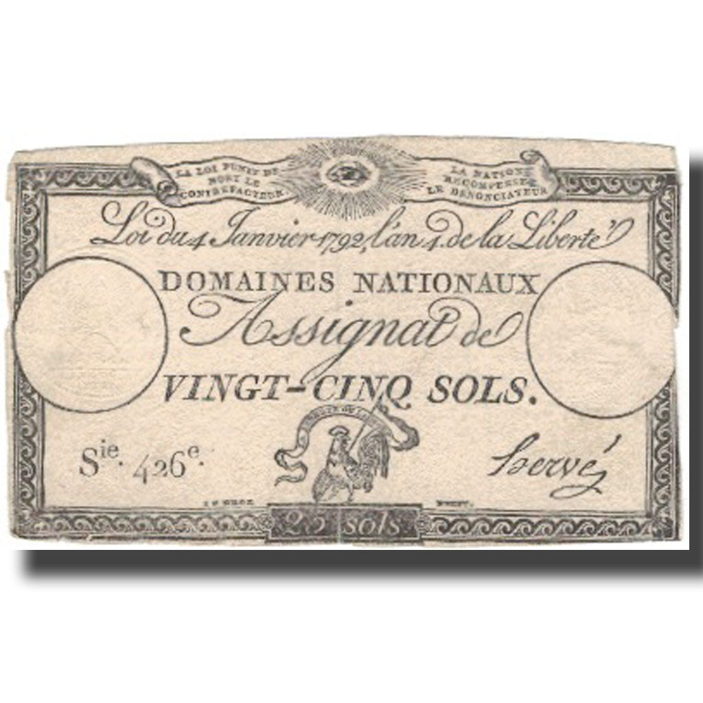 France, 25 Sols, 1792, Hervé, 1792-01-04, EF(40-45), KM:A55