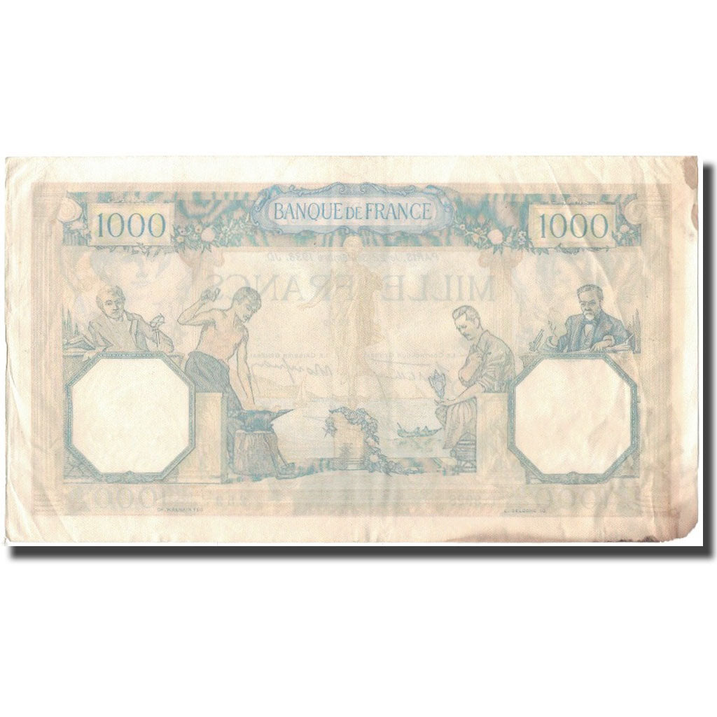 Francia, 1000 Francs, Cérès et Mercure, 1938-09-22, MB+, Fayette:38.27, KM:90c