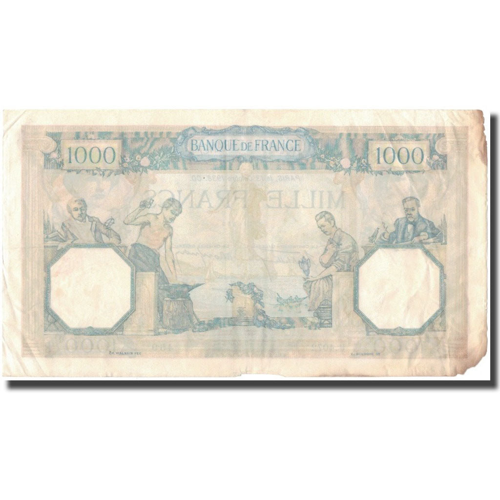 France, 1000 Francs, Cérès et Mercure, 1938-10-13, VF(20-25), Fayette:38.29
