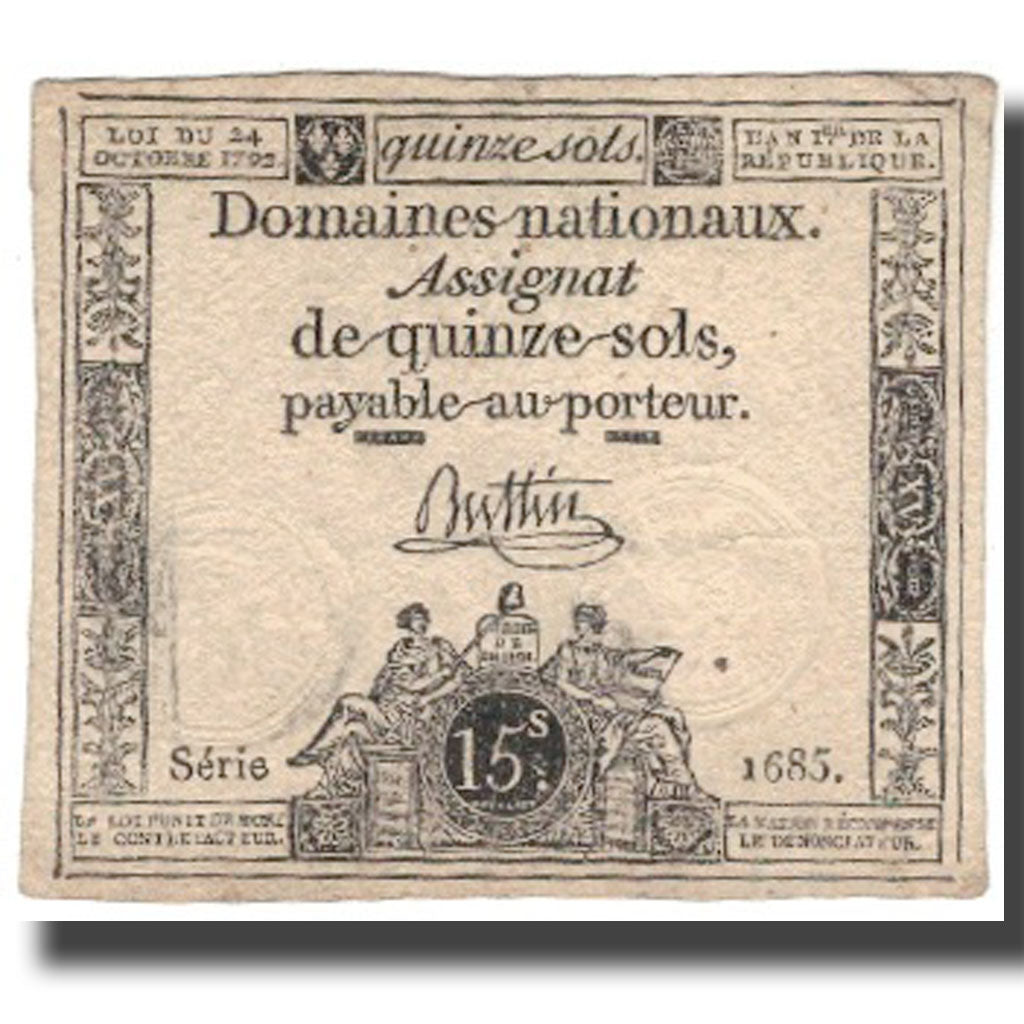 France, 15 Sols, 1792, Buttin, 1792-10-24, EF(40-45), KM:A65