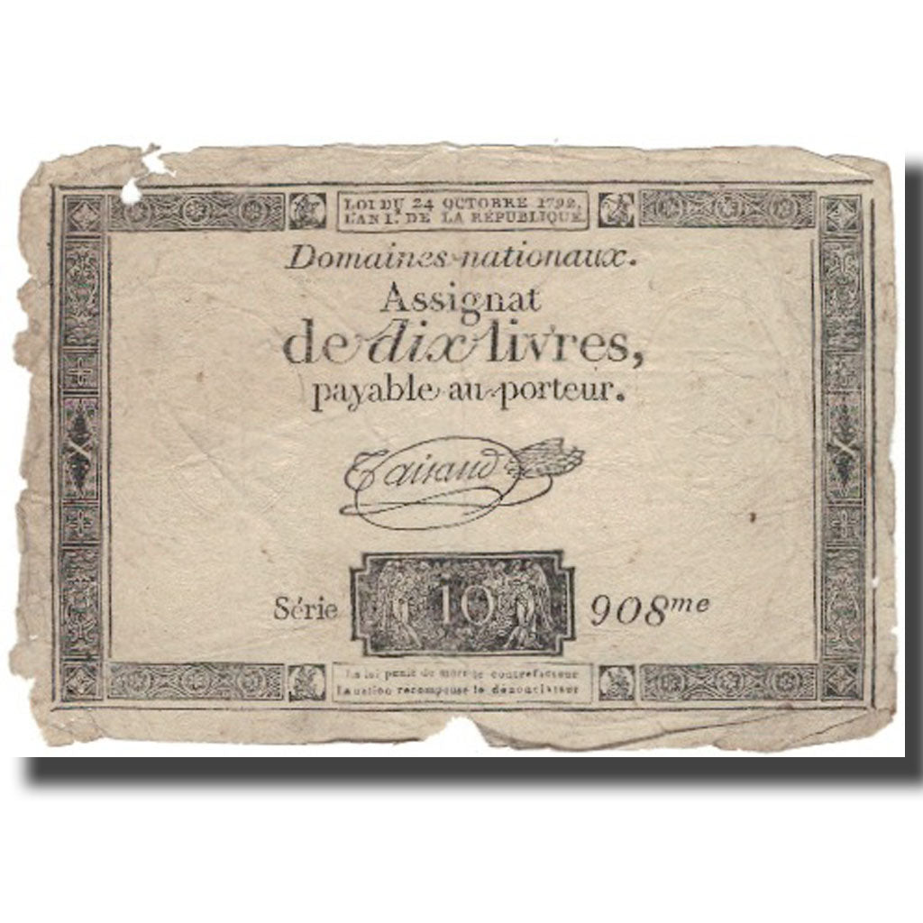 France, 10 Livres, 1792, Taisaud, 1792-10-24, F(12-15), KM:A66a