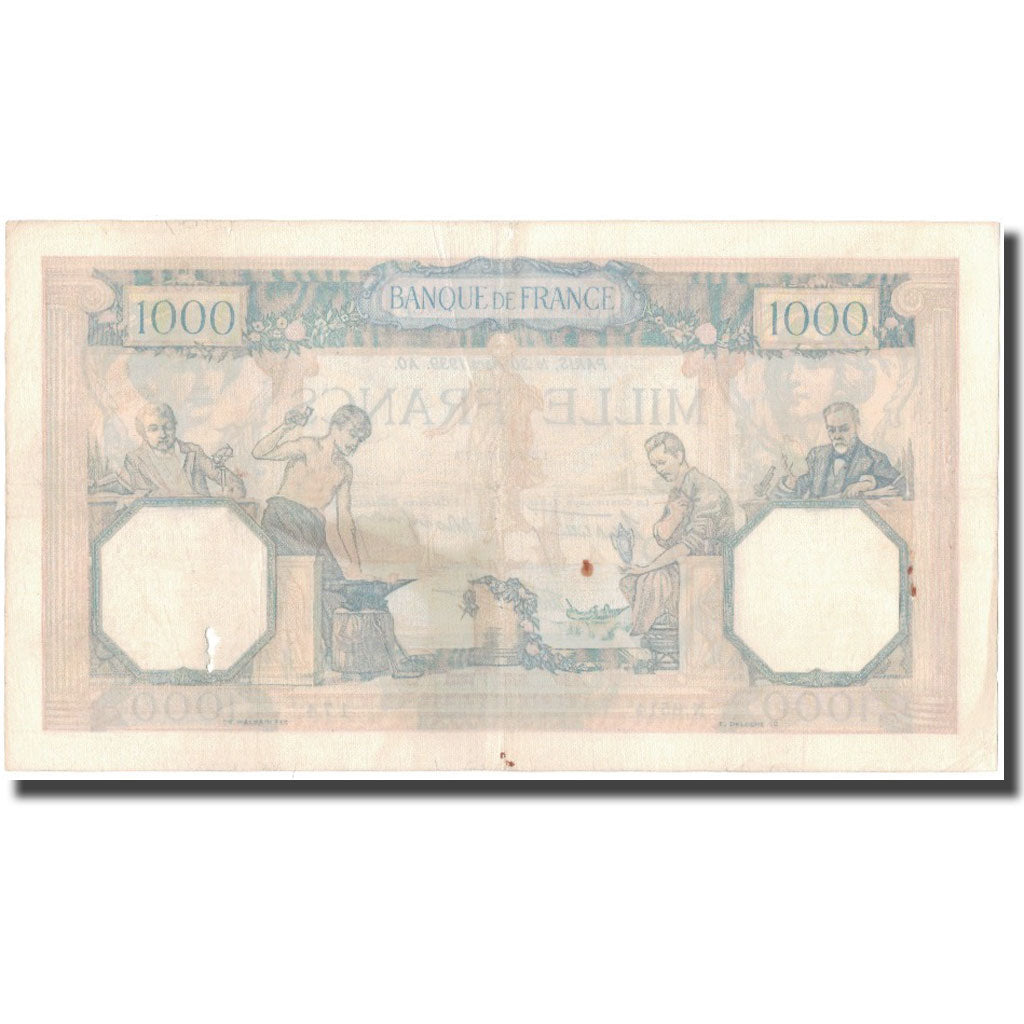 Francia, 1000 Francs, Cérès et Mercure, 1939-03-30, MBC, Fayette:38.35, KM:90c