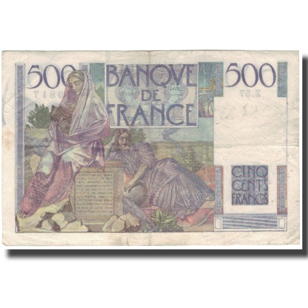 França, 500 Francs, Chateaubriand, 1945-11-07, VF(30-35), Fayette:34.3, KM:129a
