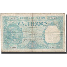 França, 20 Francs, Bayard, 1918-09-18, VG(8-10), Fayette:11.3, KM:74