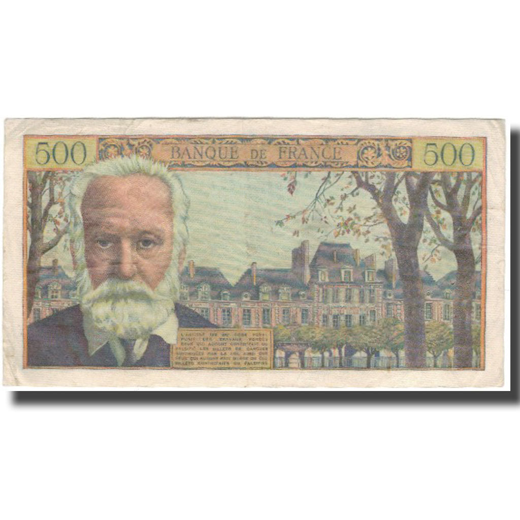 França, 500 Francs, Victor Hugo, 1954-09-02, EF(40-45), Fayette:35.3, KM:133a