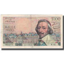 França, 1000 Francs, Richelieu, 1954-01-07, EF(40-45), Fayette:42.4, KM:134a