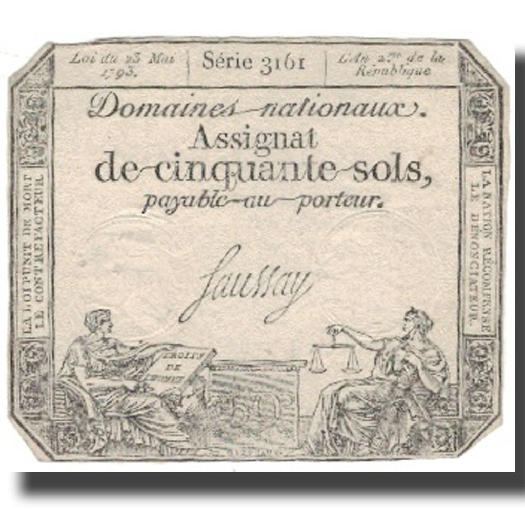 France, 50 Sols, 1793, Saussay, 1793-05-23, EF(40-45), KM:A70b
