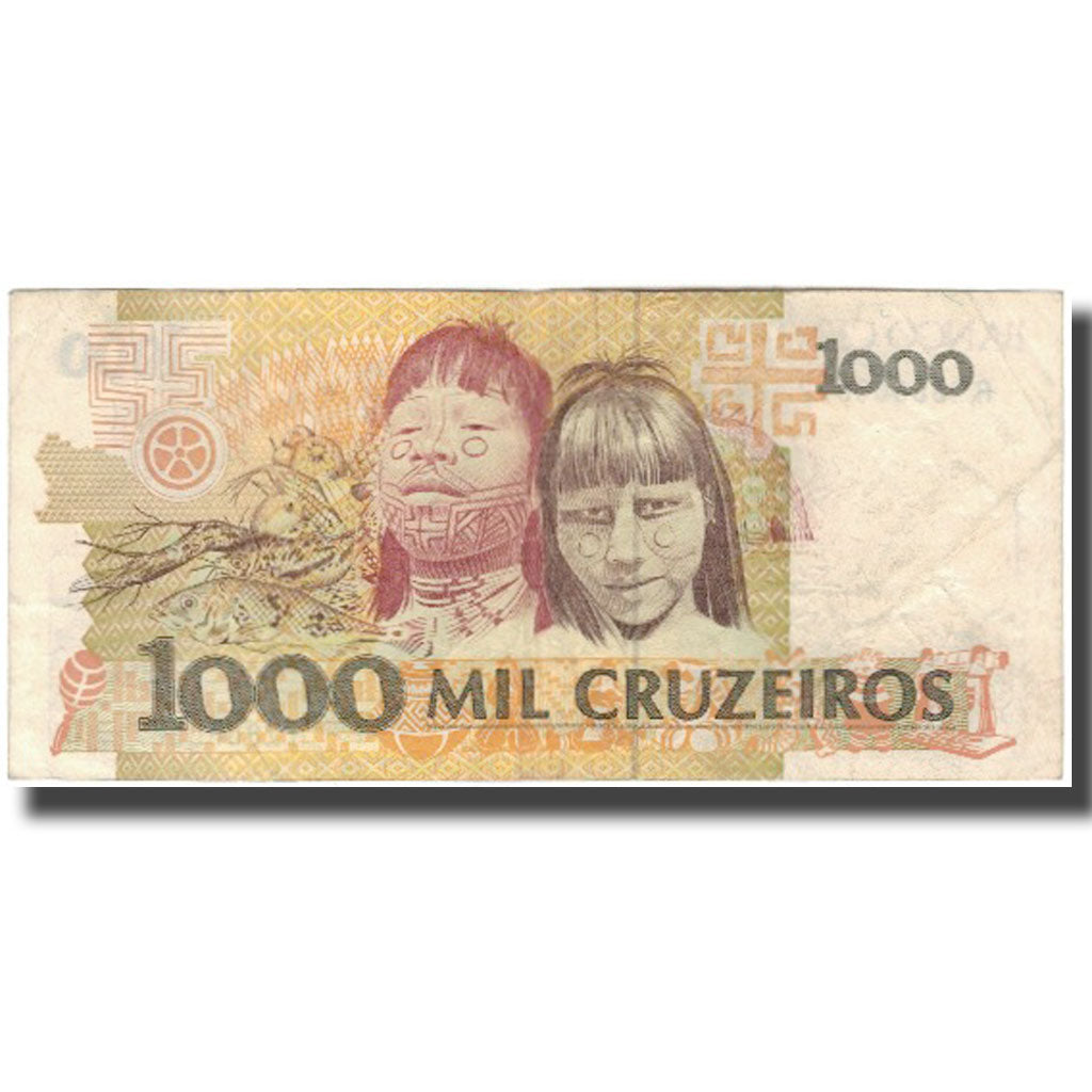 Banconote, Brasile, 1000 Cruzeiros, KM:231a, MB+