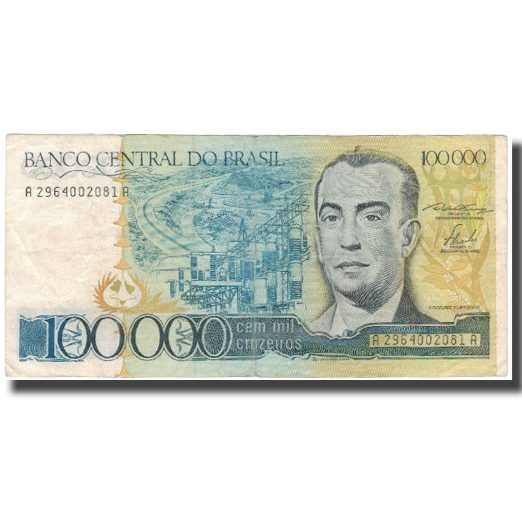 Banknote, Brazil, 100,000 Cruzeiros, KM:205a, VF(30-35)