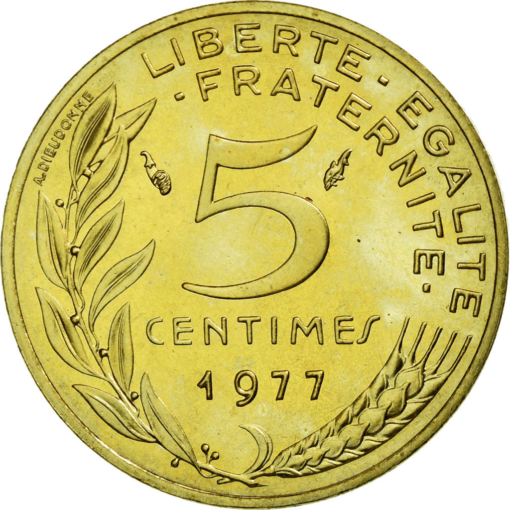 Coin, France, Marianne, 5 Centimes, 1977, MS(65-70), Aluminum-Bronze, KM:933