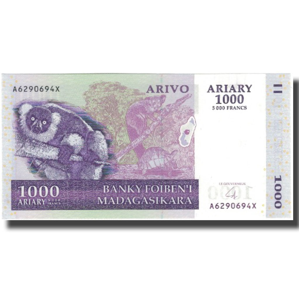 Biljet, Madagascar, 1000 Ariary, 2004, KM:89b, NIEUW