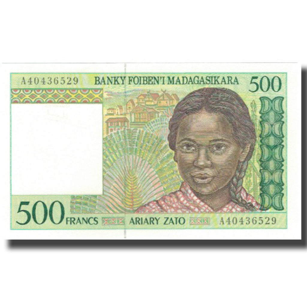 Geldschein, Madagascar, 500 Francs = 100 Ariary, KM:75a, UNZ
