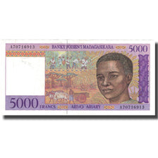 Banknote, Madagascar, 5000 Francs = 1000 Ariary, KM:78b, EF(40-45)