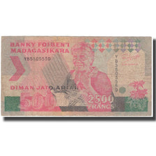 Banknote, Madagascar, 2500 Francs = 500 Ariary, KM:72Aa, VG(8-10)
