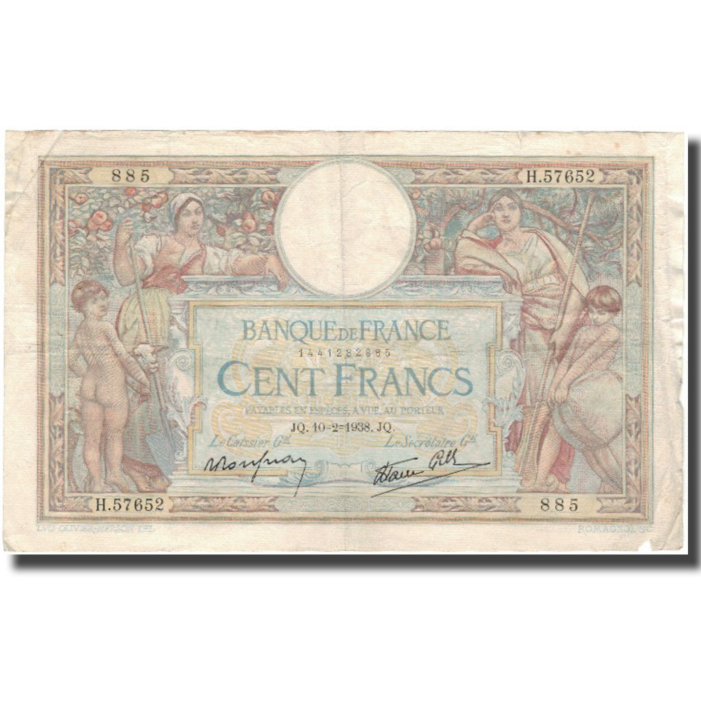 Francja, 100 Francs, Luc Olivier Merson, 1938-02-10, VF(20-25), Fayette:25.10