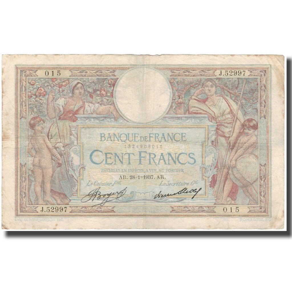 Frankrijk, 100 Francs, Luc Olivier Merson, 1937-01-28, TB, Fayette:24.16, KM:78c